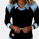 Amber | Stylish Denim Colorblock Sweater - Picela