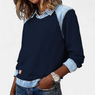Amber | Stylish Denim Colorblock Sweater - Picela