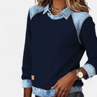Amber | Stylish Denim Colorblock Sweater - Picela
