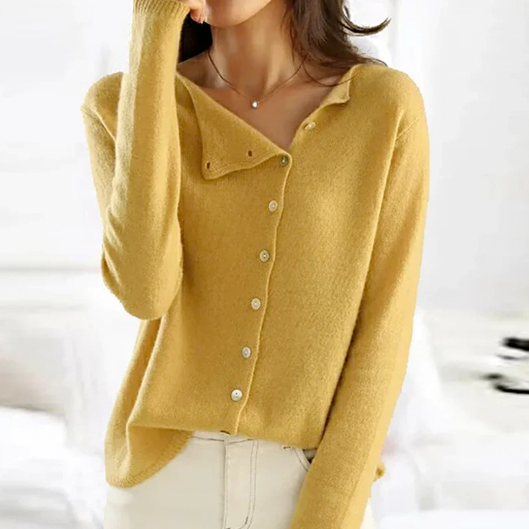 Angela | Elegant Asymmetric Button-Down Cardigan - Picela