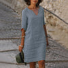Ashley | Effortless Split-Neck Midi Dress - Picela