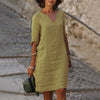 Ashley | Effortless Split-Neck Midi Dress - Picela