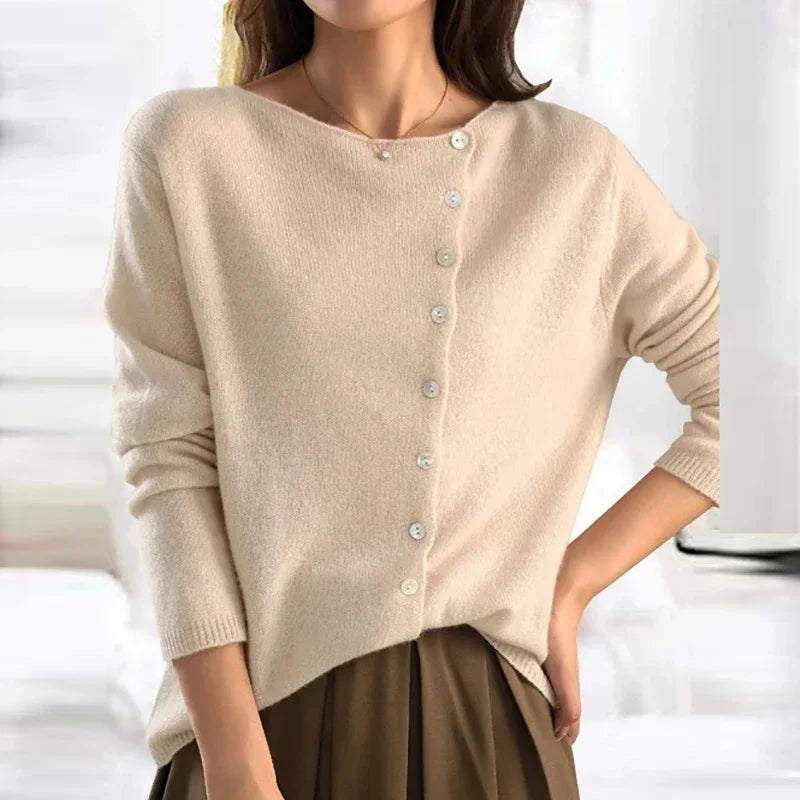 Ashley | Elegant Asymmetric Button-Down Cardigan - Picela