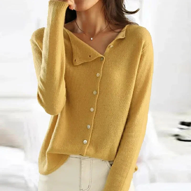 Ashley | Elegant Asymmetric Button-Down Cardigan - Picela