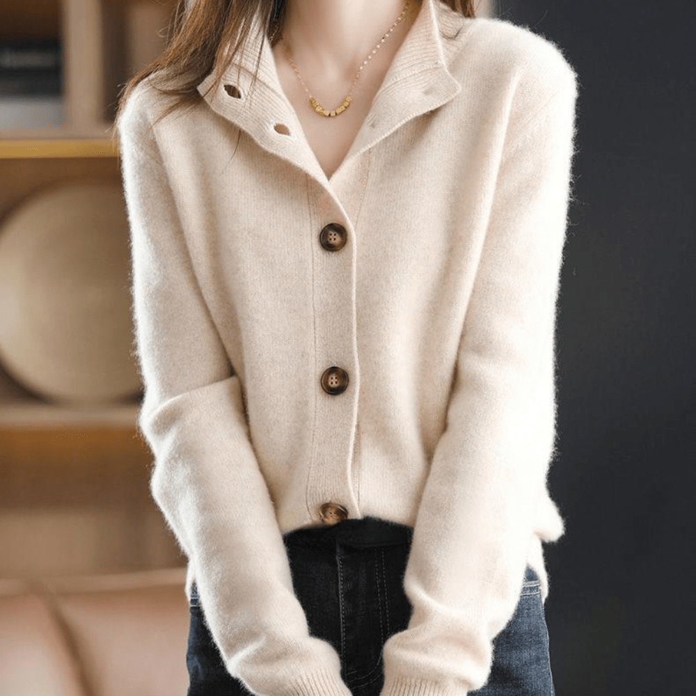 Brittany | Elegant Cashmere Button-Front Cardigan - Picela