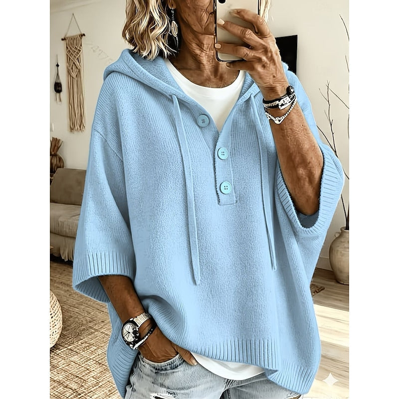Brooklyn | Elegant Hooded Button Sweater - Picela