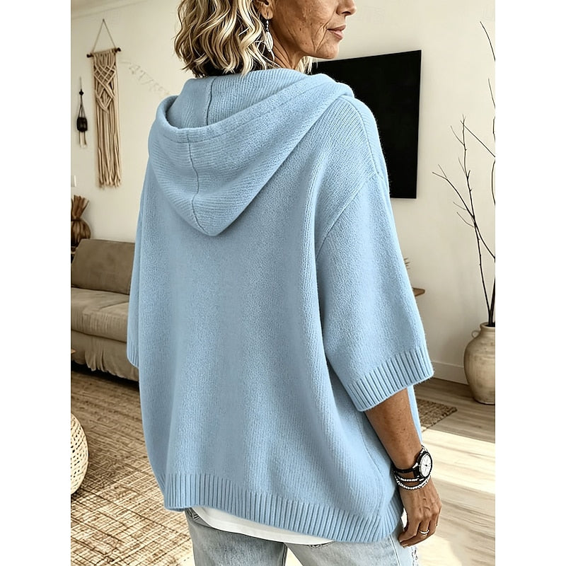 Brooklyn | Elegant Hooded Button Sweater - Picela