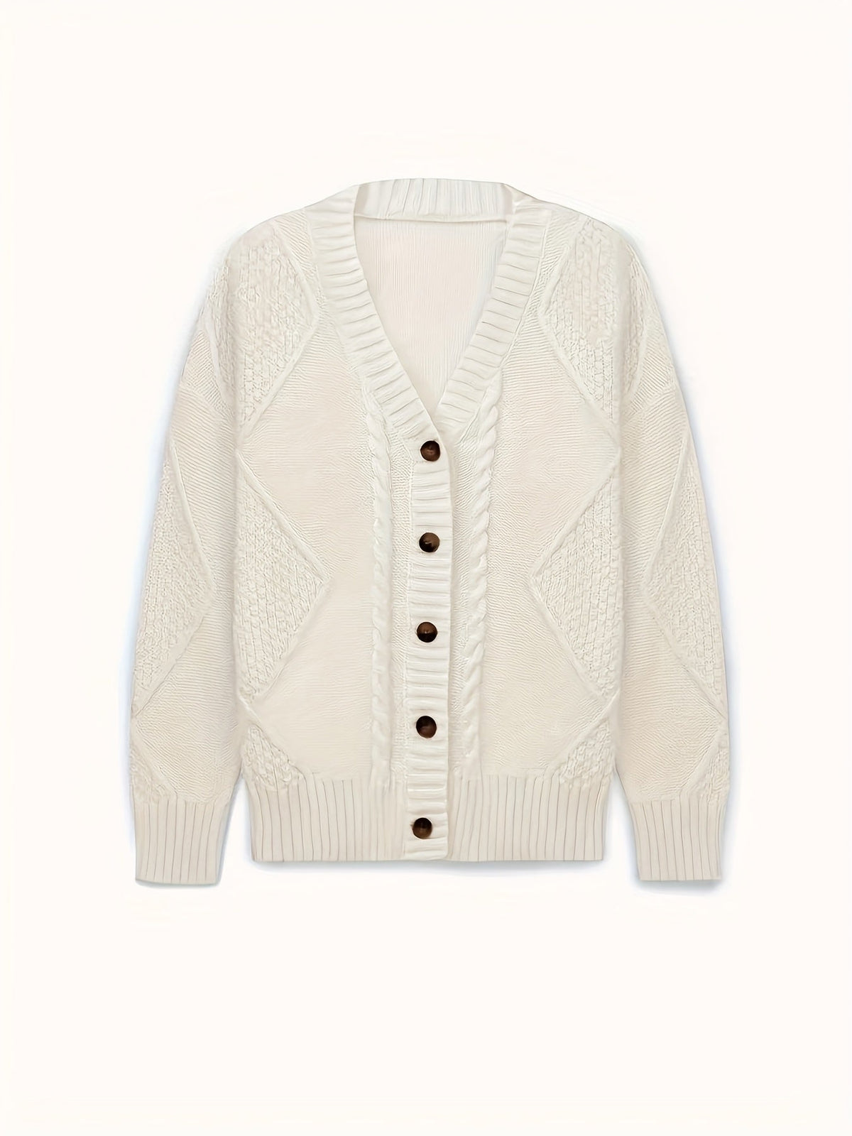 Amber | Elegant Cable-Knit Button Cardigan