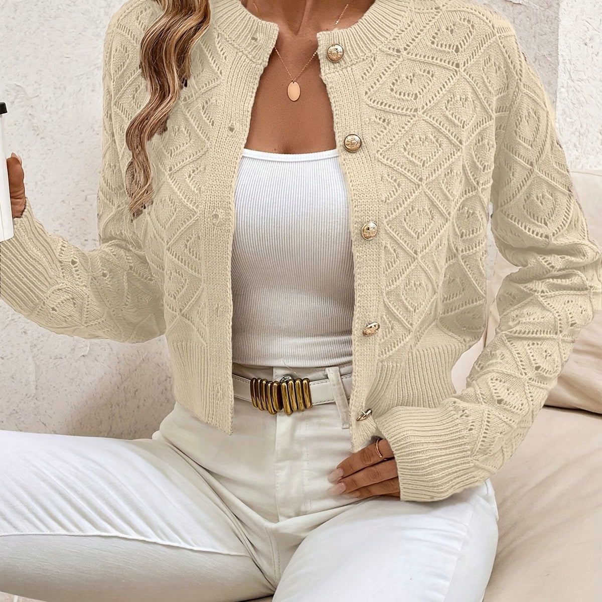 Danielle | Elegant Crochet Knit Cardigan