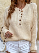 Cecilia | Elegant Button Ribbed Sweater - Picela