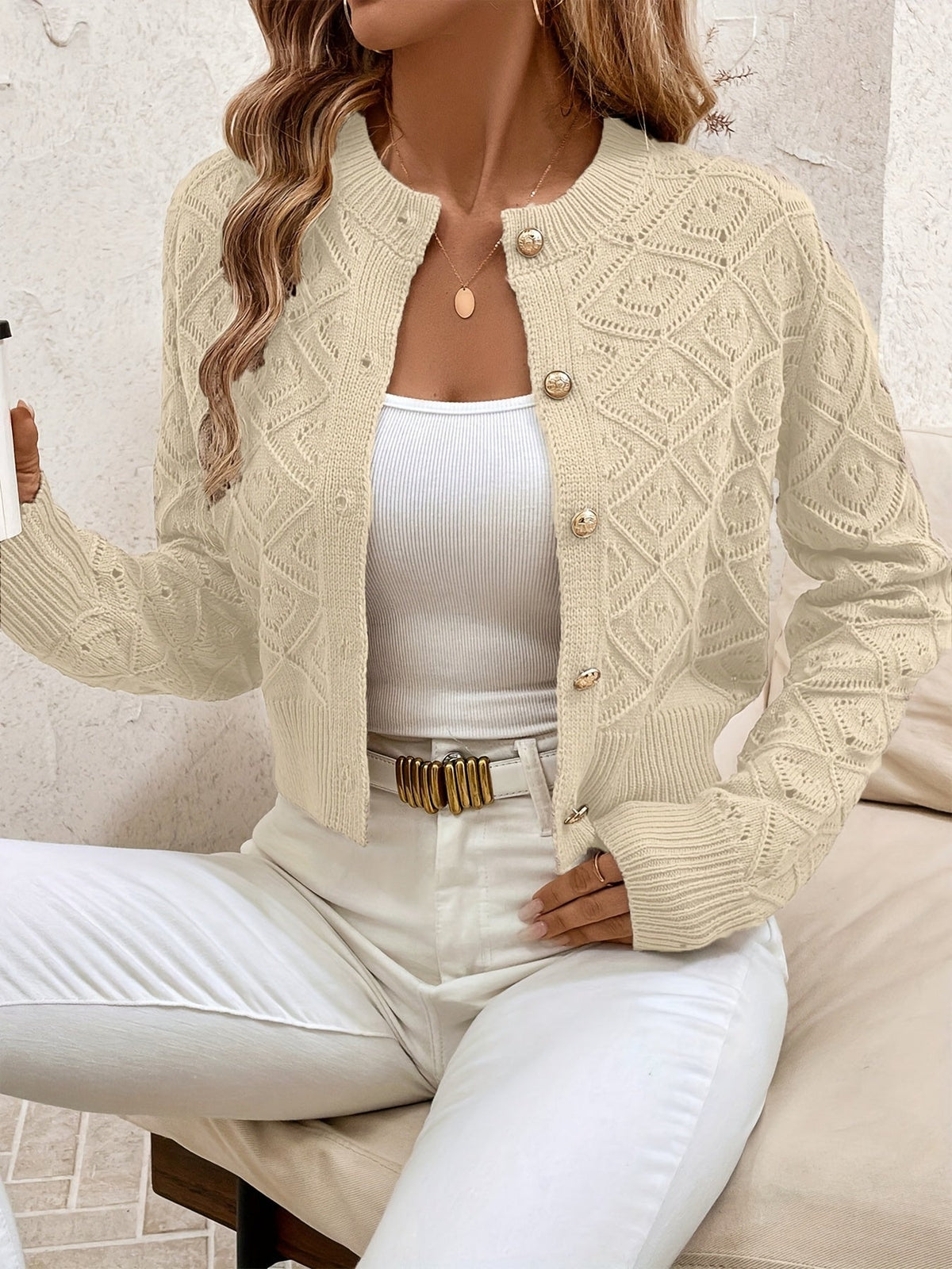 Danielle | Elegant Crochet Knit Cardigan