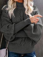 Danielle | Elegant Cable-Knit Mock-Neck Sweater - Picela