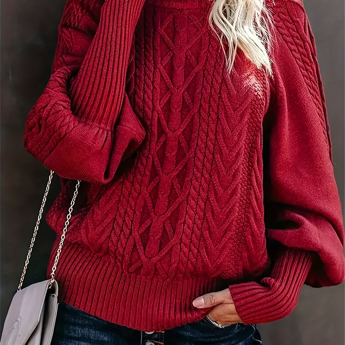 Danielle | Elegant Cable-Knit Mock Sweater - Picela