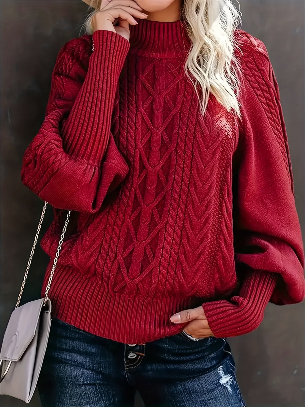 Danielle | Elegant Cable-Knit Mock Sweater - Picela