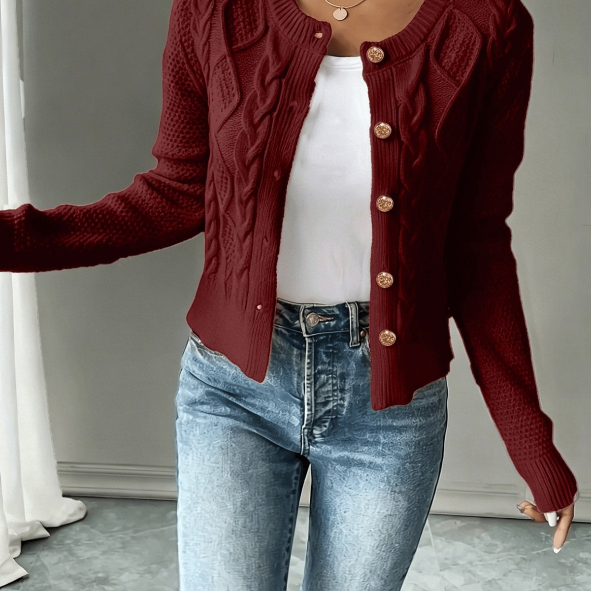 Jessica | Elegant Cable-Knit Button Cardigan