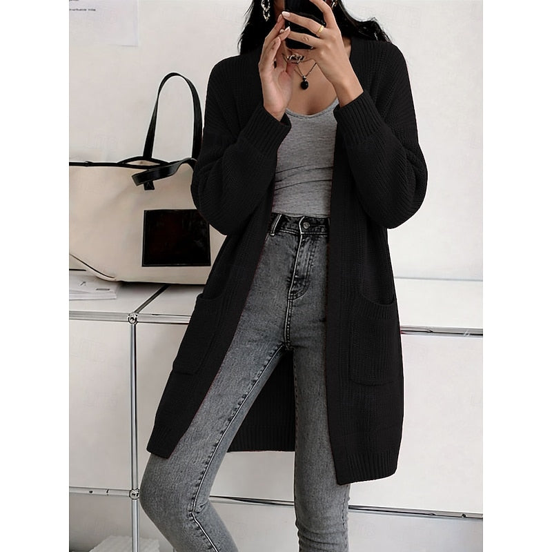 Stephanie | Elegant Longline Pocket Cardigan