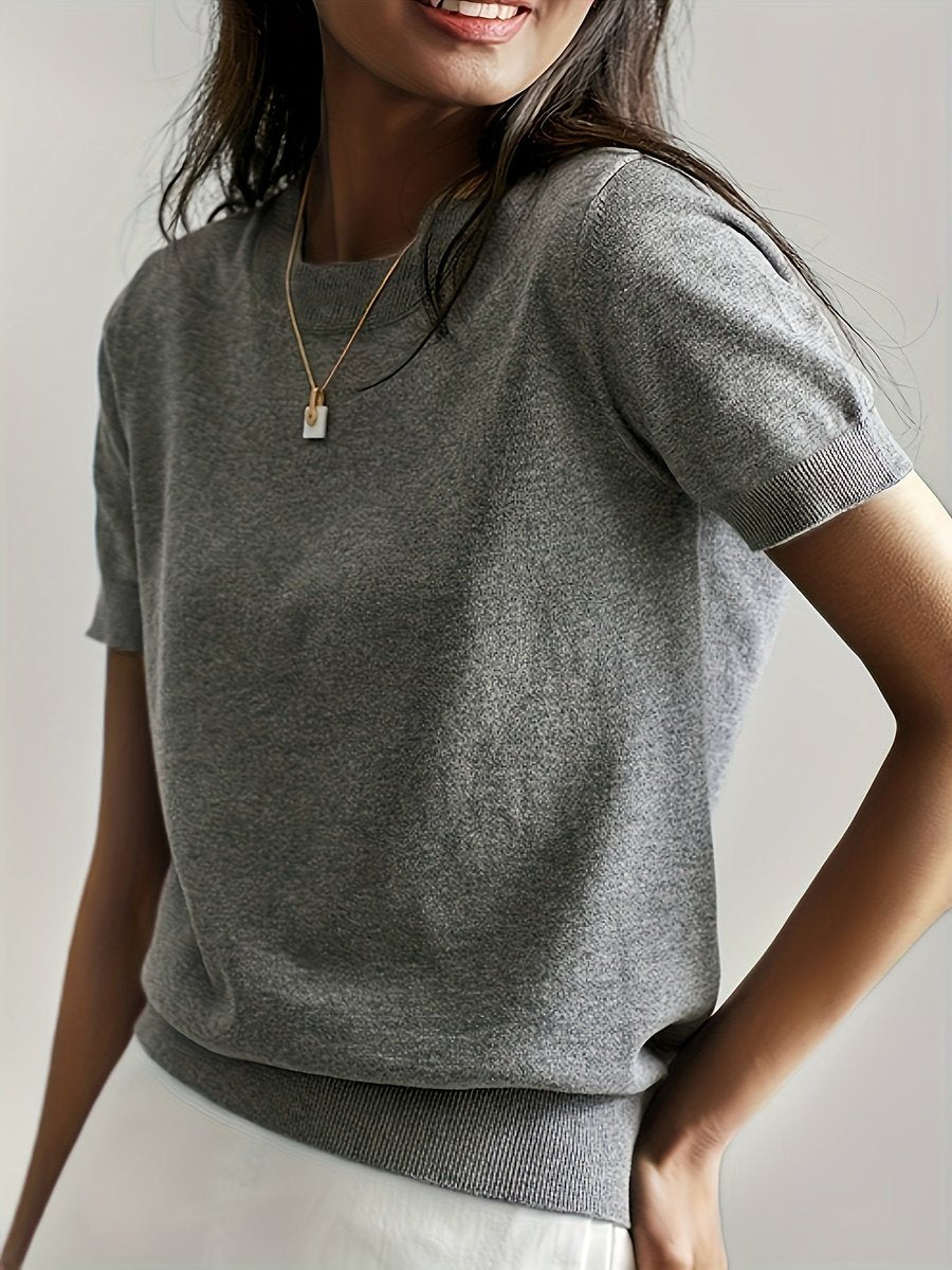 Elizabeth | Classic Short-Sleeve Knit Sweater - Picela