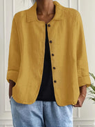 Elizabeth | Elegant Linen Button-Down Jacket - Picela
