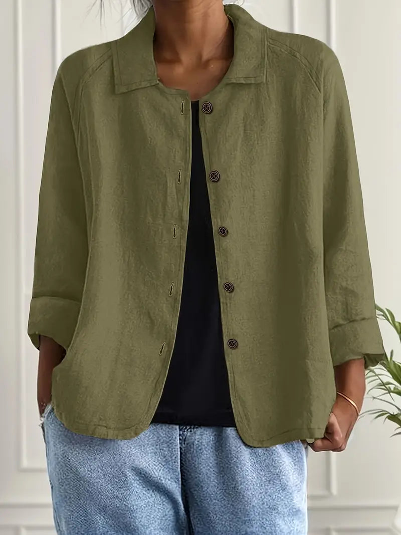 Elizabeth | Elegant Linen Button-Down Jacket - Picela