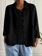 Elizabeth | Elegant Linen Button-Down Jacket - Picela