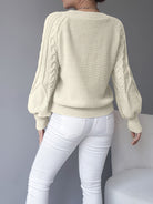 Elsie | Elegant Cable-Knit Lantern-Sleeve Sweater - Picela