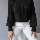 Elsie | Elegant Cable-Knit Lantern-Sleeve Sweater - Picela