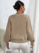 Elsie | Elegant Cable-Knit Lantern-Sleeve Sweater - Picela