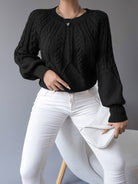 Elsie | Elegant Cable-Knit Lantern-Sleeve Sweater - Picela