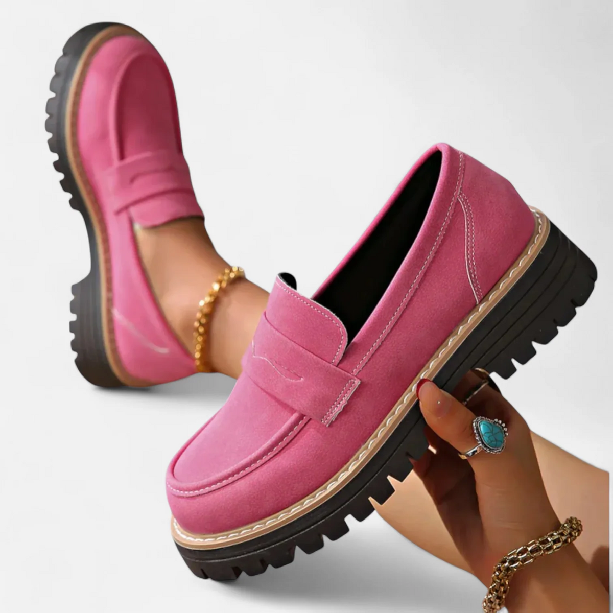 Emily | Classic Suede Penny Flats - Picela