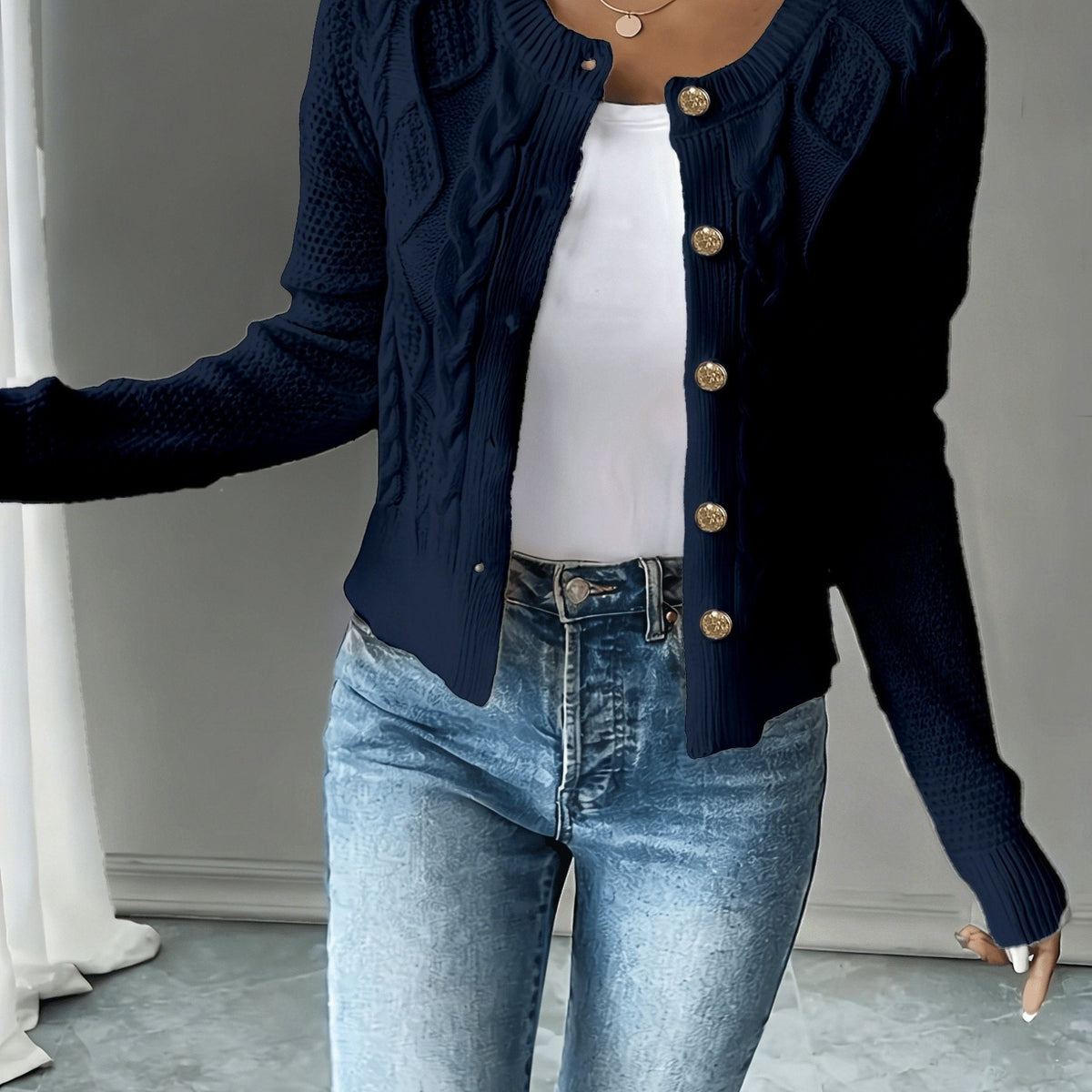 Jessica | Elegant Cable-Knit Button Cardigan