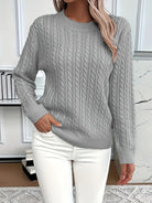 Faye | Elegant Cable-Knit Crewneck Sweater - Picela