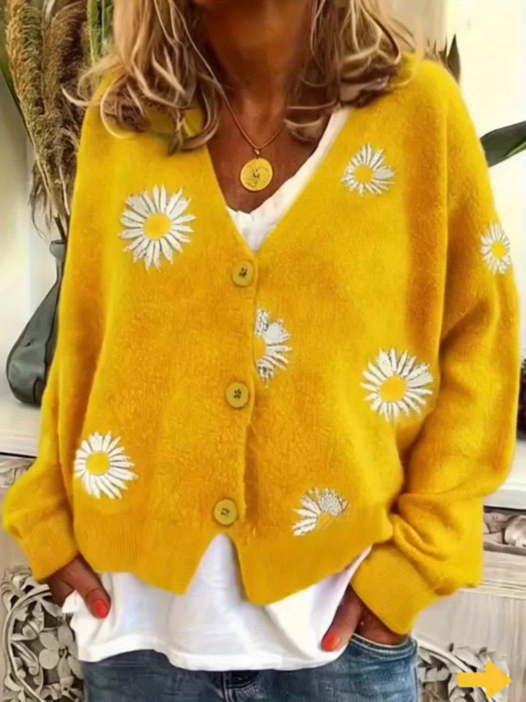 Melissa | Feminine Daisy Embroidered Cardigan