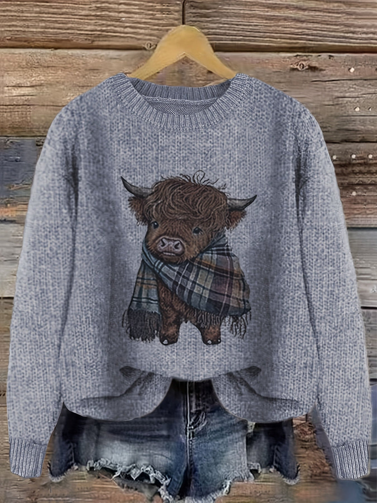 Gretchen | Stylish Highland Cow Sweater - Picela