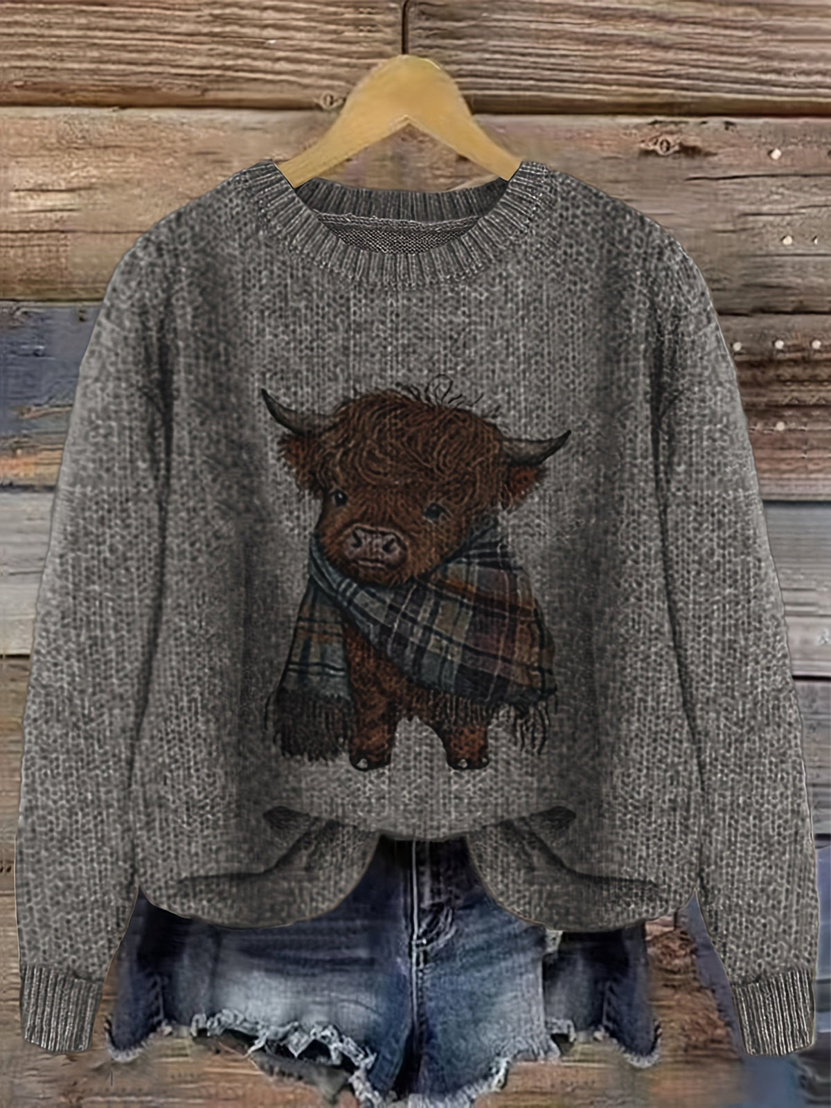 Gretchen | Stylish Highland Cow Sweater - Picela