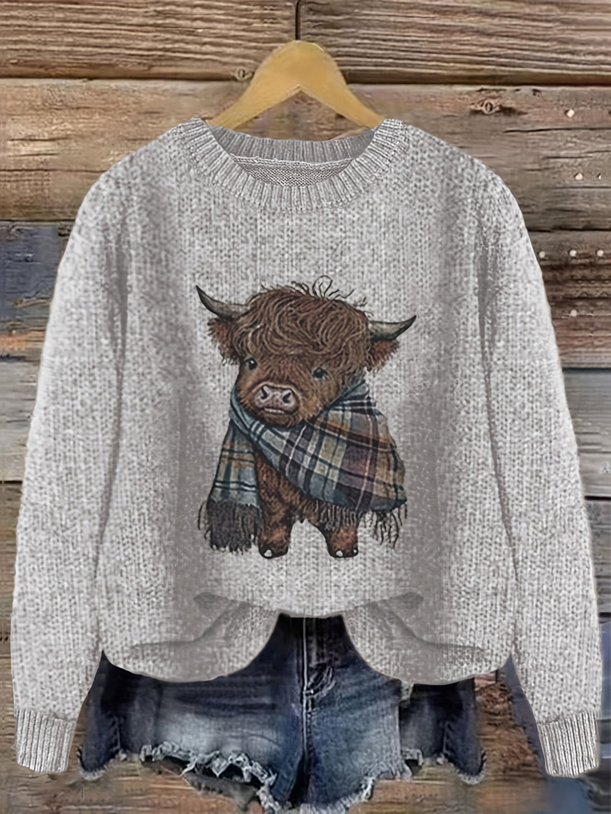 Gretchen | Stylish Highland Cow Sweater - Picela
