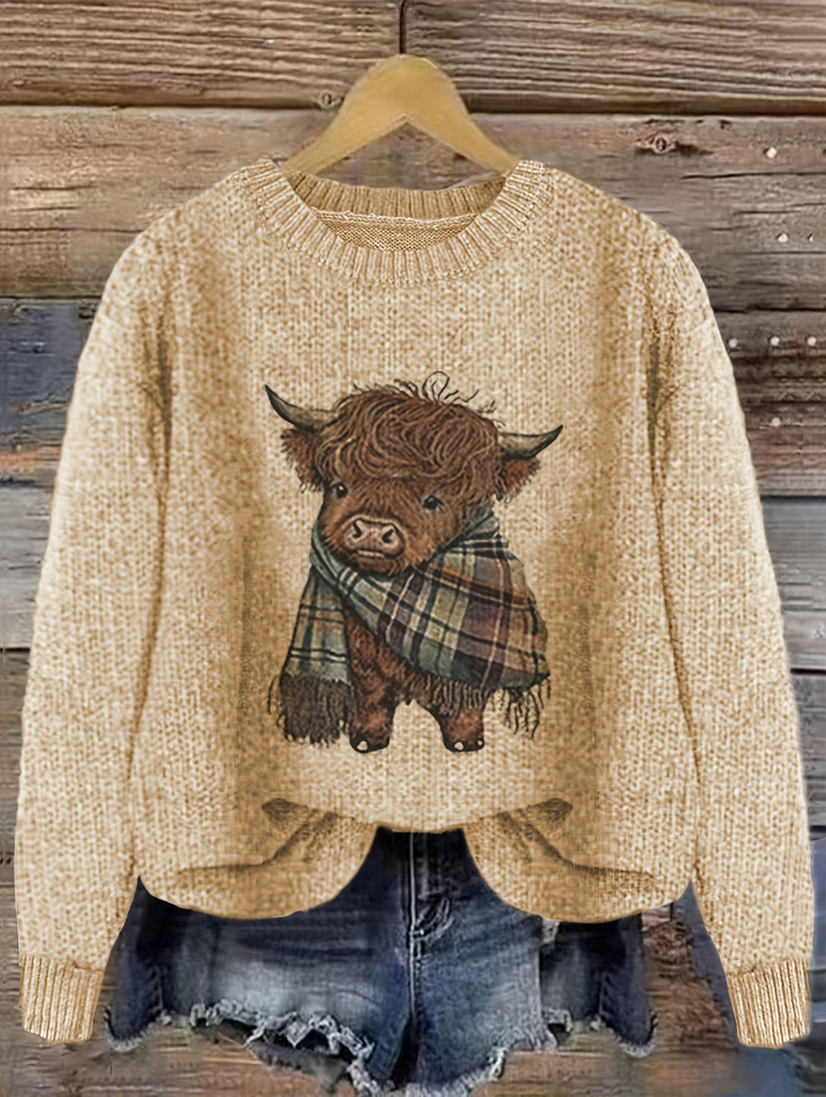 Gretchen | Stylish Highland Cow Sweater - Picela