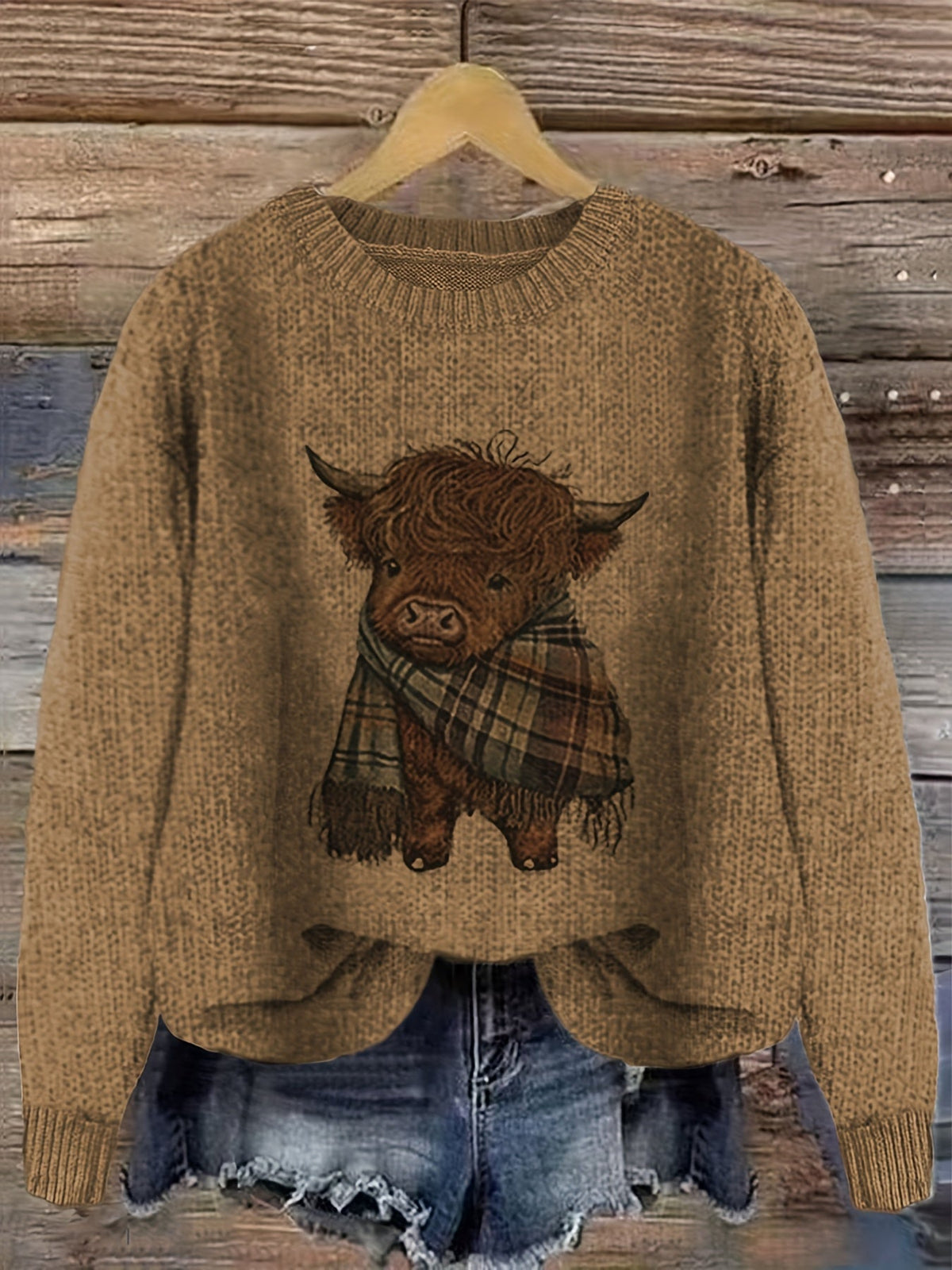 Gretchen | Stylish Highland Cow Sweater - Picela