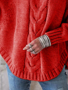 Gwendolyn | Elegant Cable-Knit Poncho Sweater - Picela