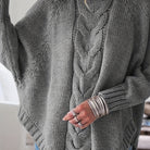 Gwendolyn | Elegant Cable-Knit Poncho Sweater - Picela