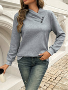 Heather | Elegant Button Asymmetric Sweater - Picela