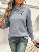 Heather | Elegant Button Asymmetric Sweater - Picela