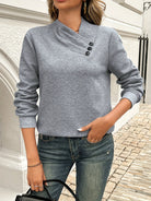 Heather | Elegant Button Asymmetric Sweater - Picela