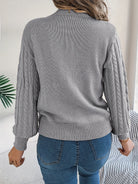 Heather | Elegant Cable-Knit Lantern-Sleeve Sweater - Picela