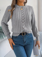 Heather | Elegant Cable-Knit Lantern-Sleeve Sweater - Picela