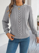 Heather | Elegant Cable-Knit Lantern-Sleeve Sweater - Picela