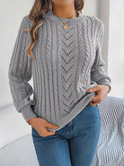 Heather | Elegant Cable-Knit Lantern-Sleeve Sweater - Picela