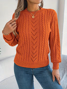 Heather | Elegant Cable-Knit Lantern-Sleeve Sweater - Picela