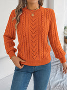 Heather | Elegant Cable-Knit Lantern-Sleeve Sweater - Picela
