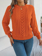 Heather | Elegant Cable-Knit Lantern-Sleeve Sweater - Picela