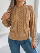 Heather | Elegant Cable-Knit Lantern-Sleeve Sweater - Picela